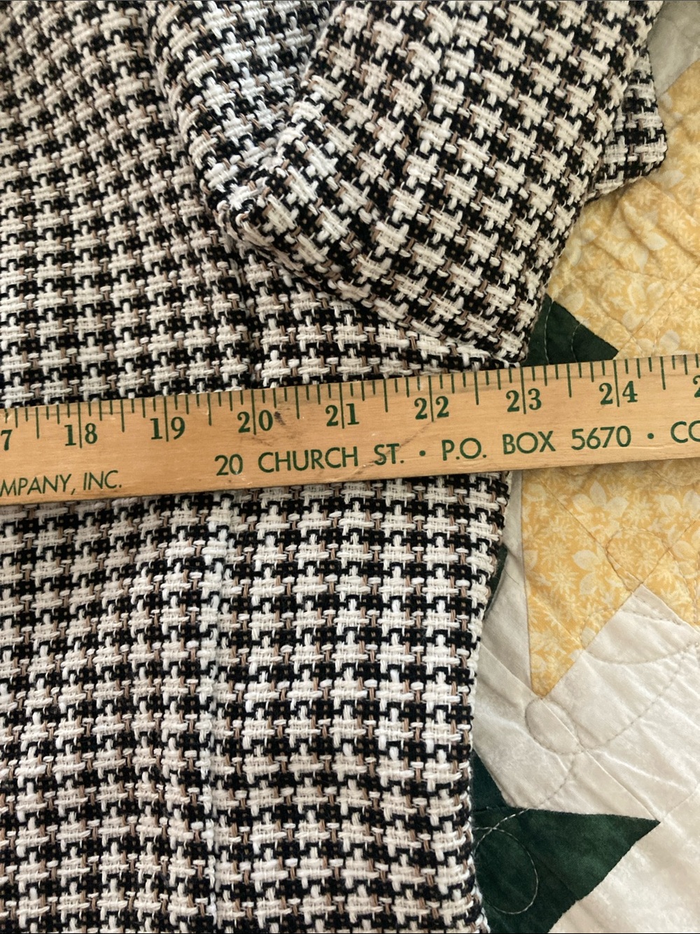 Anne Klein tweed double breasted open front blazer black off white tan classic - Picture 13 of 14